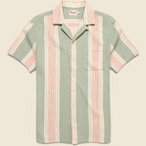 Hemp Blend Camp Shirt - Forest Isle Stripe - Faherty - STAG Provisions - Tops - S/S Woven - Stripe