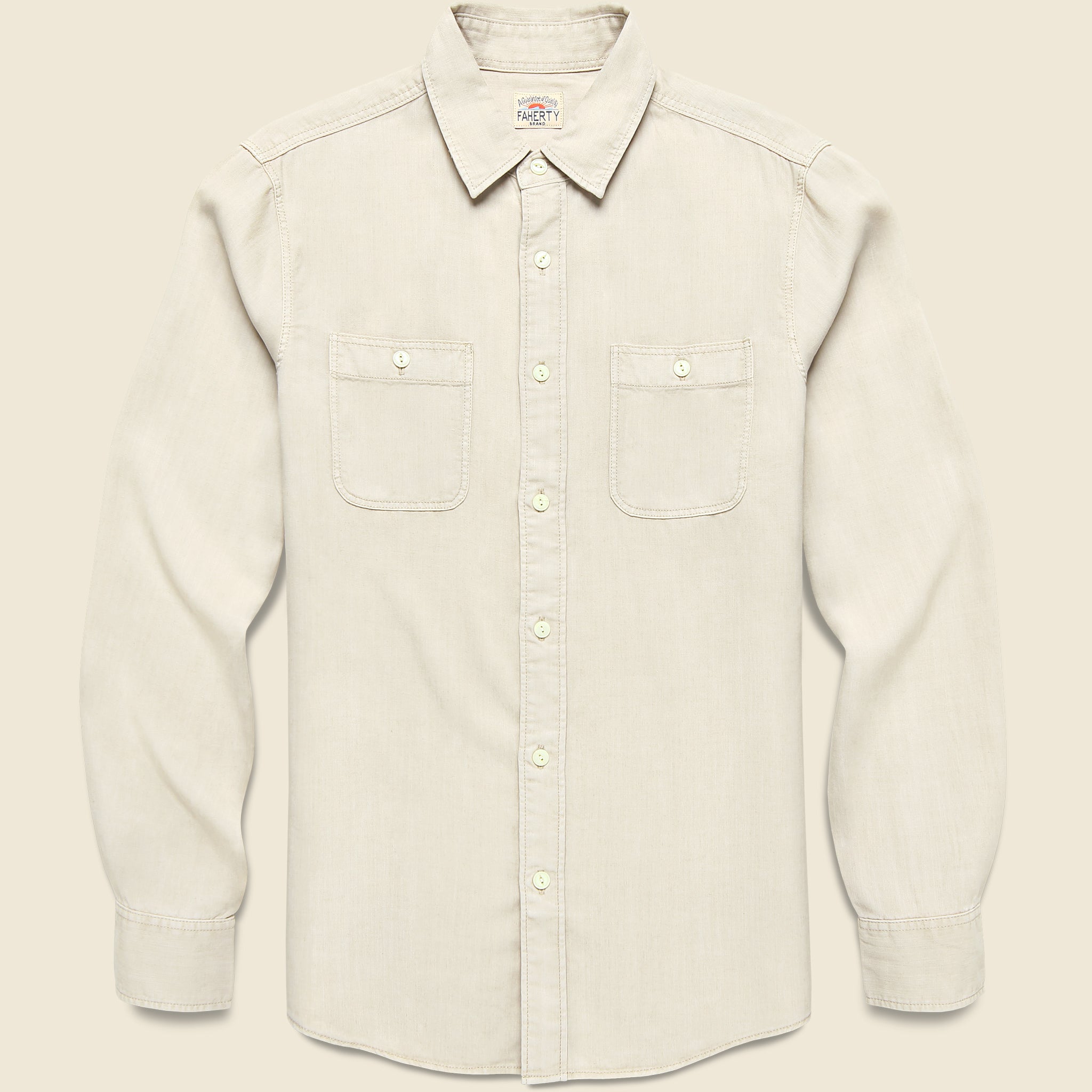 Chambray Workshirt - Coastal Cream - Faherty - STAG Provisions - Tops - L/S Woven - Solid