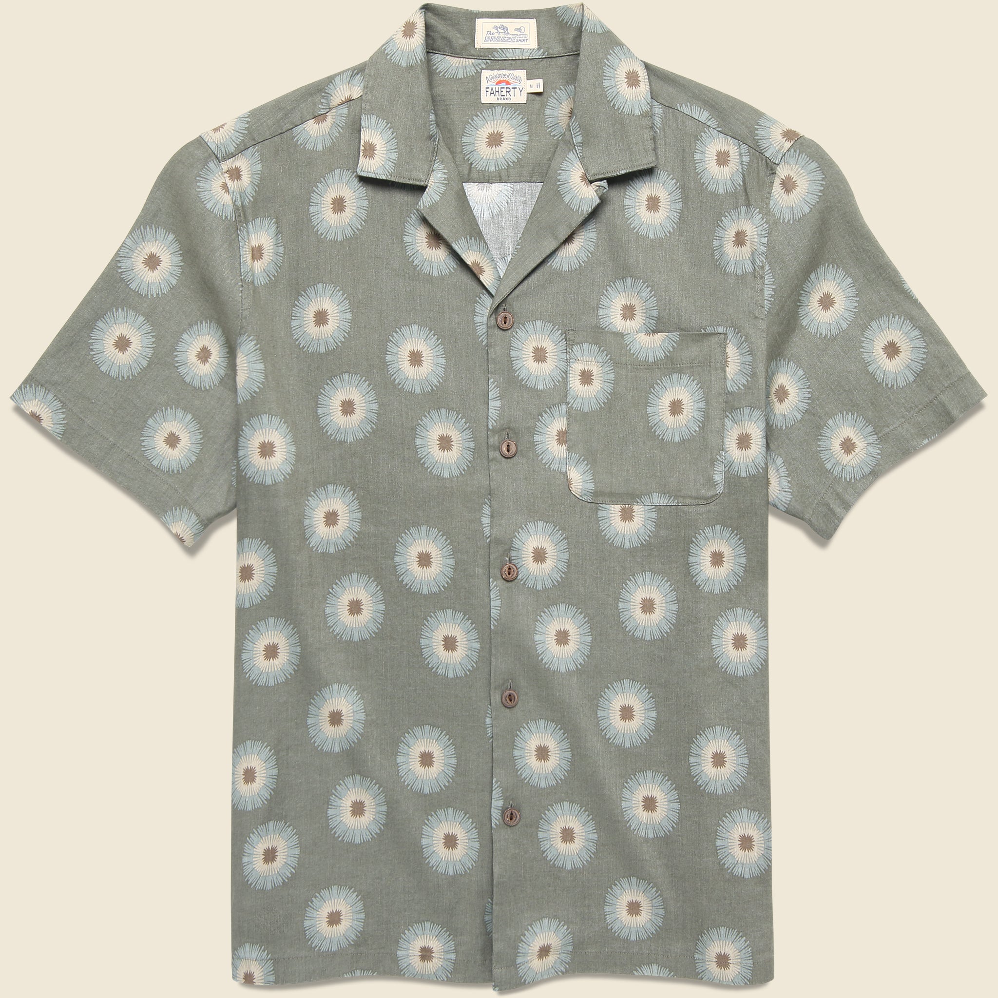 Breeze Camp Shirt - Island Olive Fireworks