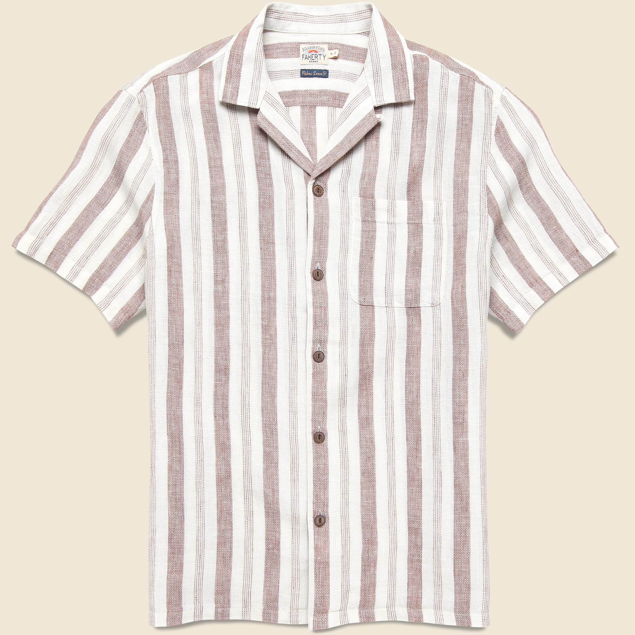 Palma Linen Shirt - Island Brown Stripe