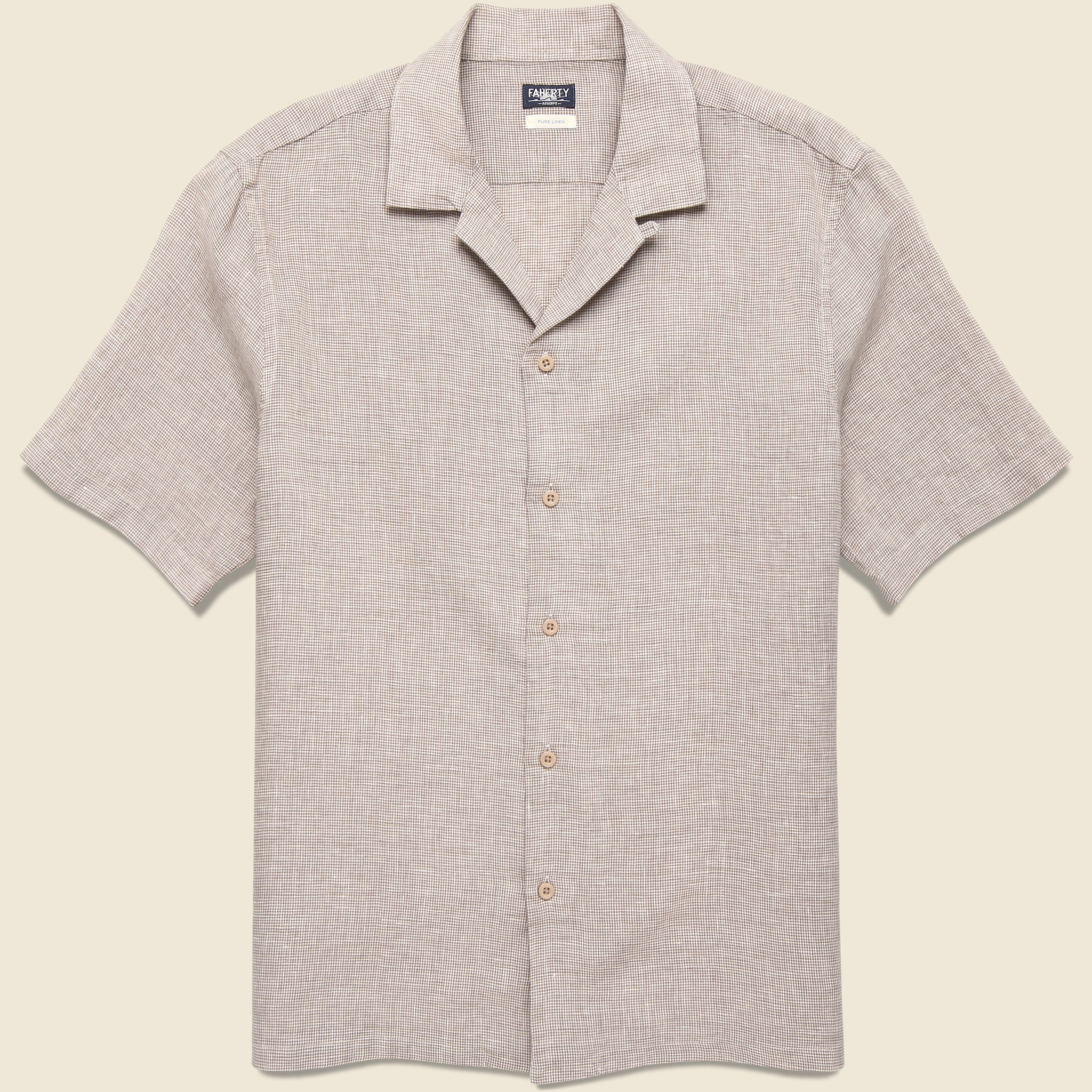 Laguna Camp Shirt - Khaki Pincheck