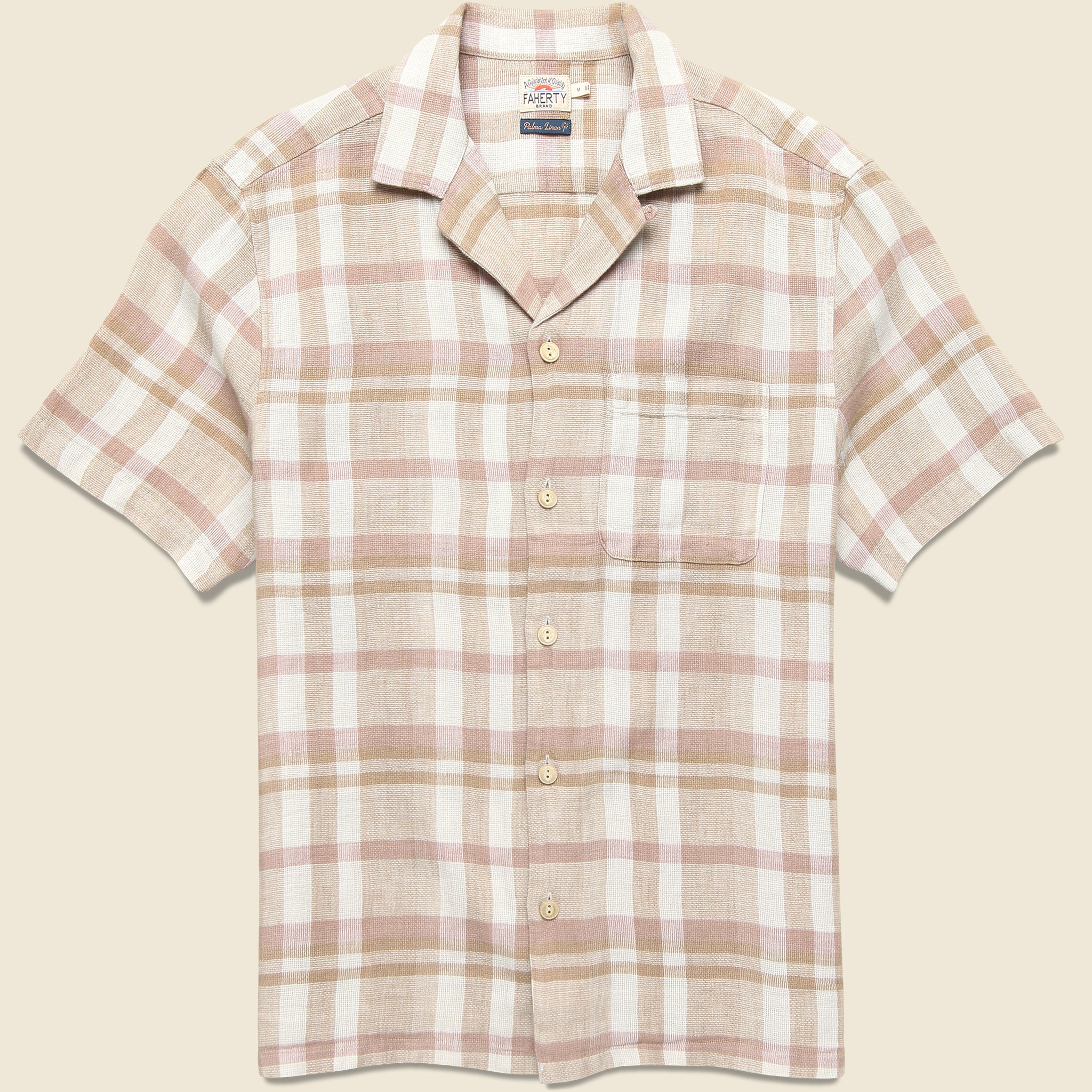 Palma Linen Shirt - Mauve Sand Plaid - Faherty - STAG Provisions - Tops - S/S Woven - Plaid