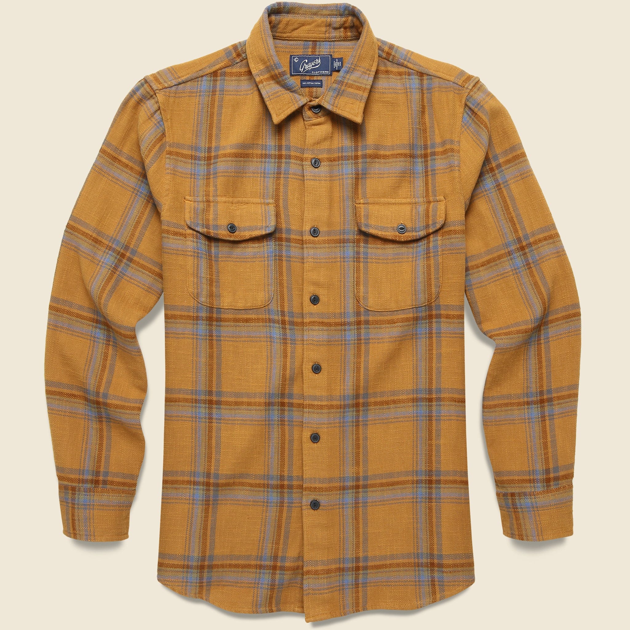 Vintage Slub Twill Shirt - Golden Brown/Blue - Grayers - STAG Provisions - Tops - L/S Woven - Plaid