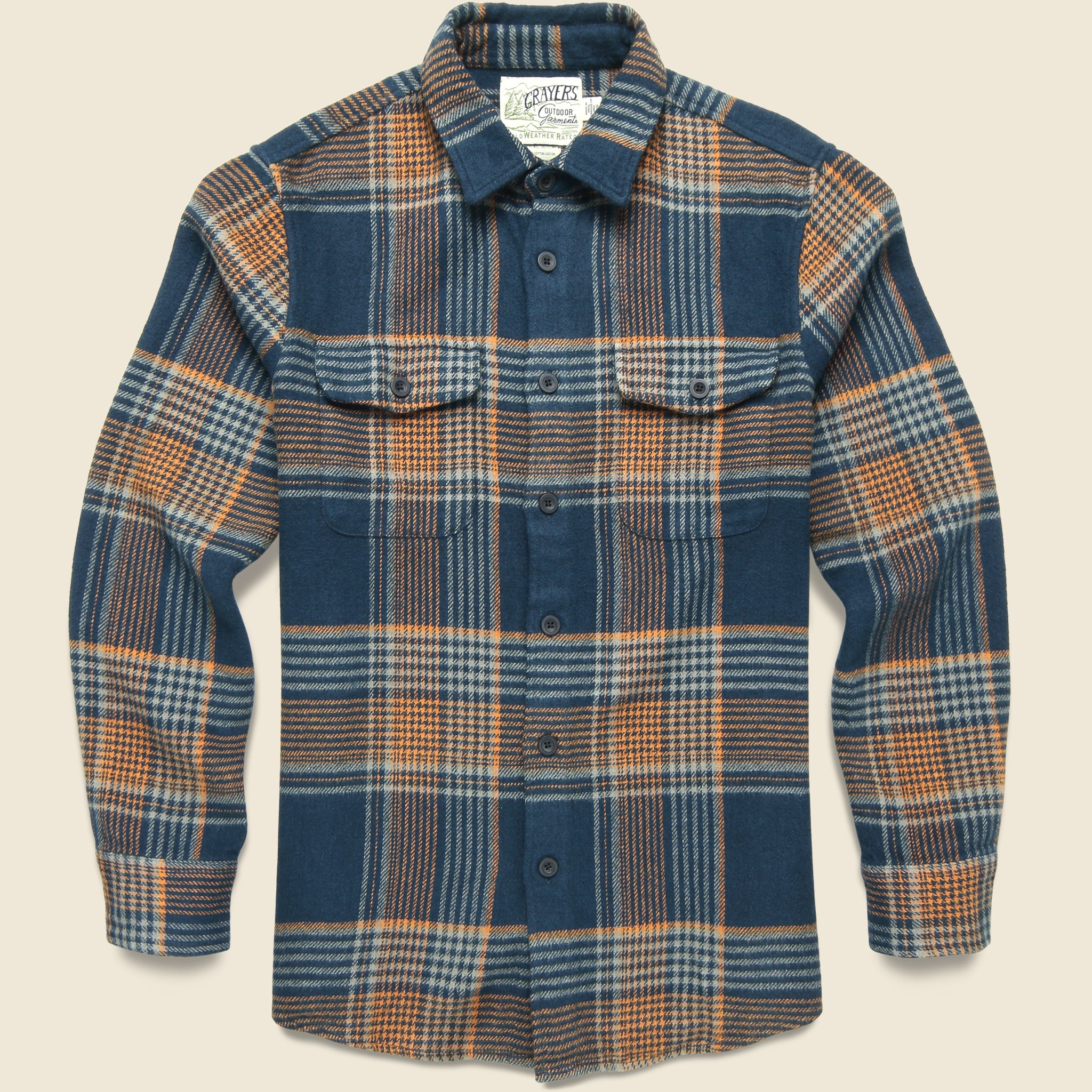 Portland Heavy Flannel - Navy/Teal/Orange - Grayers - STAG Provisions - Tops - L/S Woven - Plaid