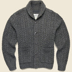 Melange Cable Shawl Cardigan - Charcoal - Grayers - STAG Provisions - Tops - Sweater