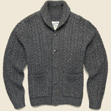 Melange Cable Shawl Cardigan - Charcoal - Grayers - STAG Provisions - Tops - Sweater