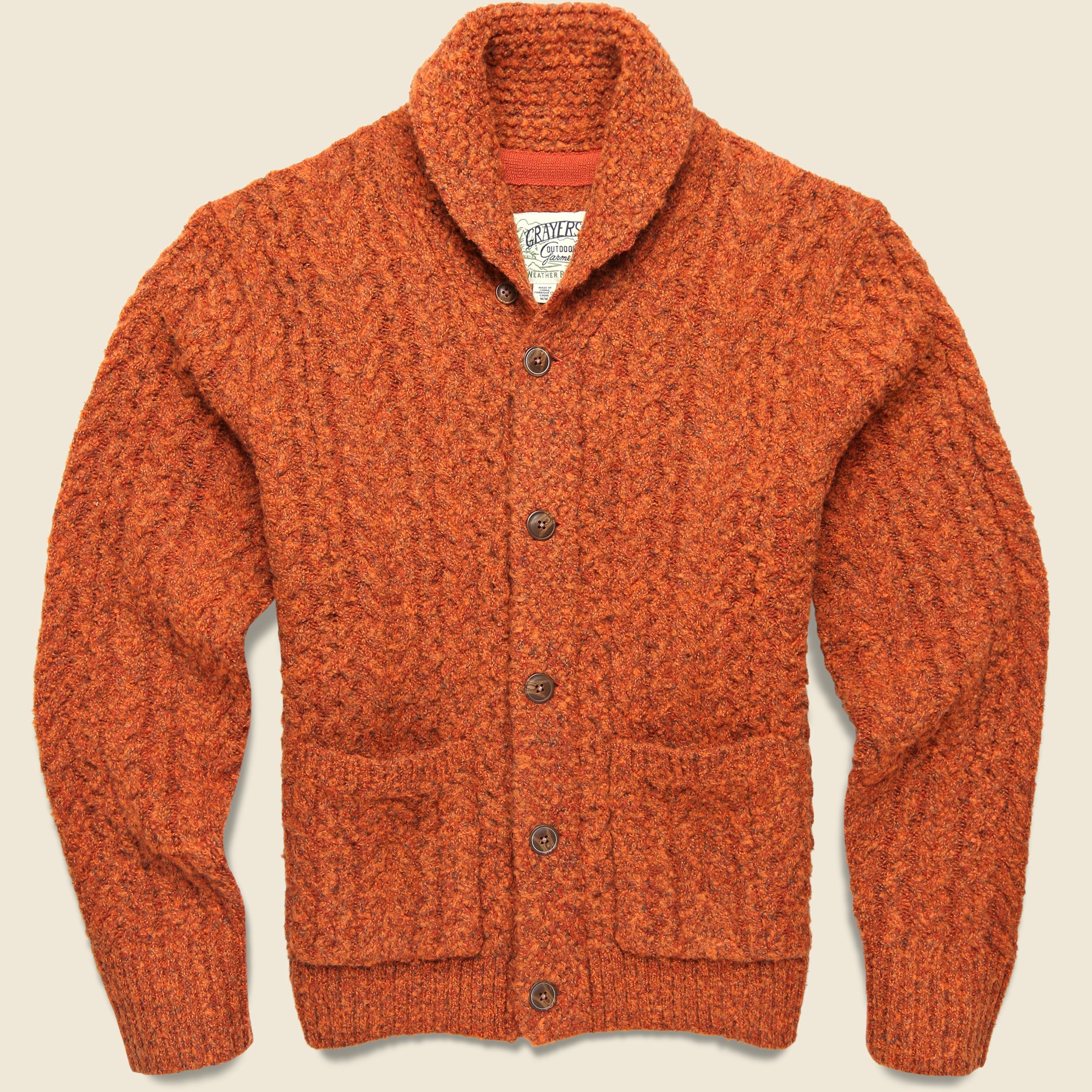 Melange Cable Shawl Cardigan - Burnt Orange - Grayers - STAG Provisions - Tops - Sweater