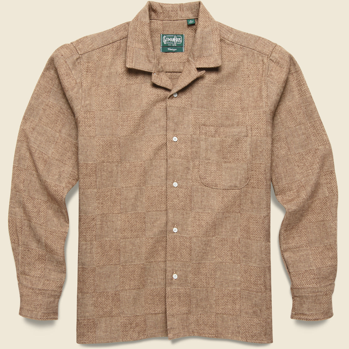 Gitman Vintage Brushed Tonal Patchwork Shirt - Tan