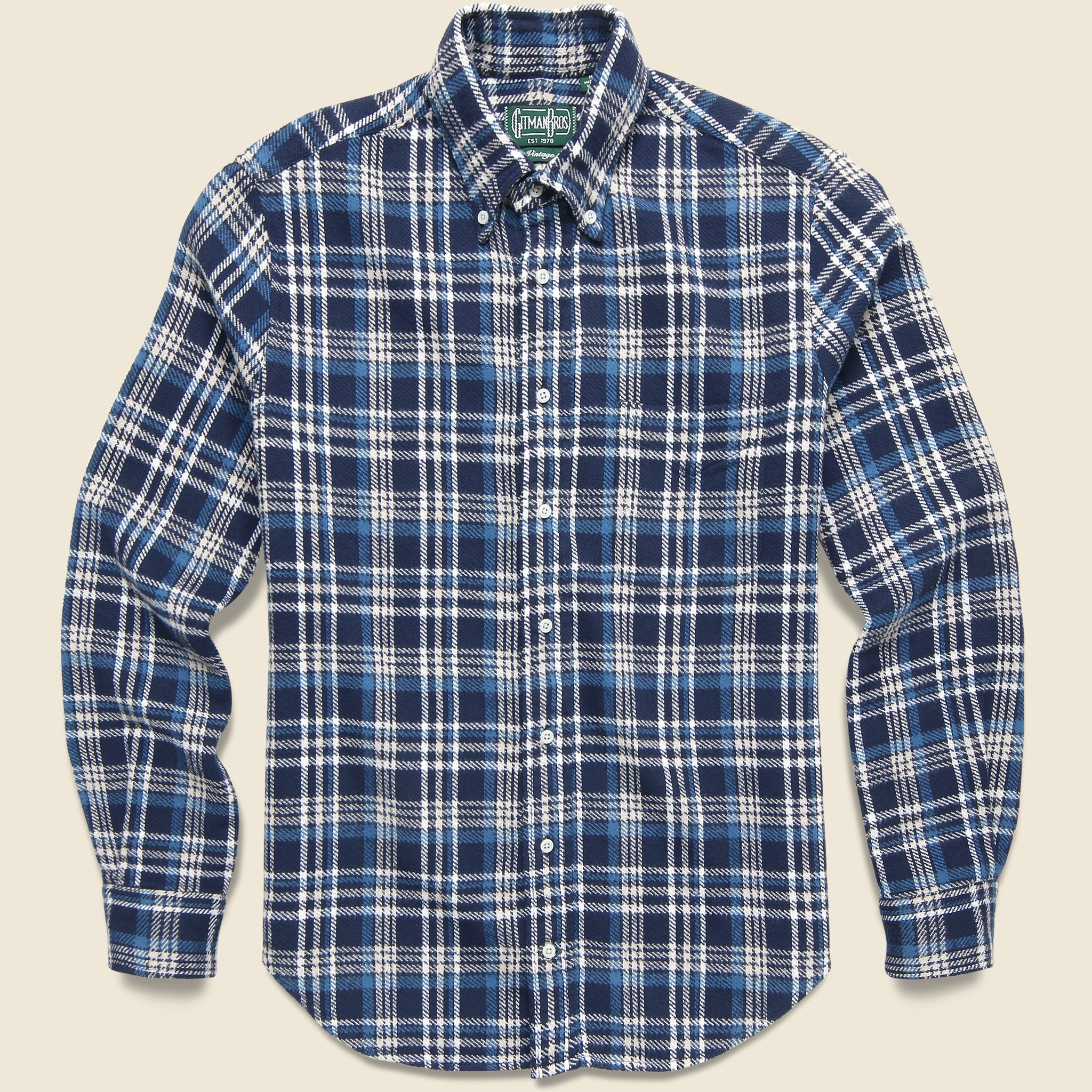 Brushed Triple Yarn Flannel - Navy - Gitman Vintage - STAG Provisions - Tops - L/S Woven - Plaid