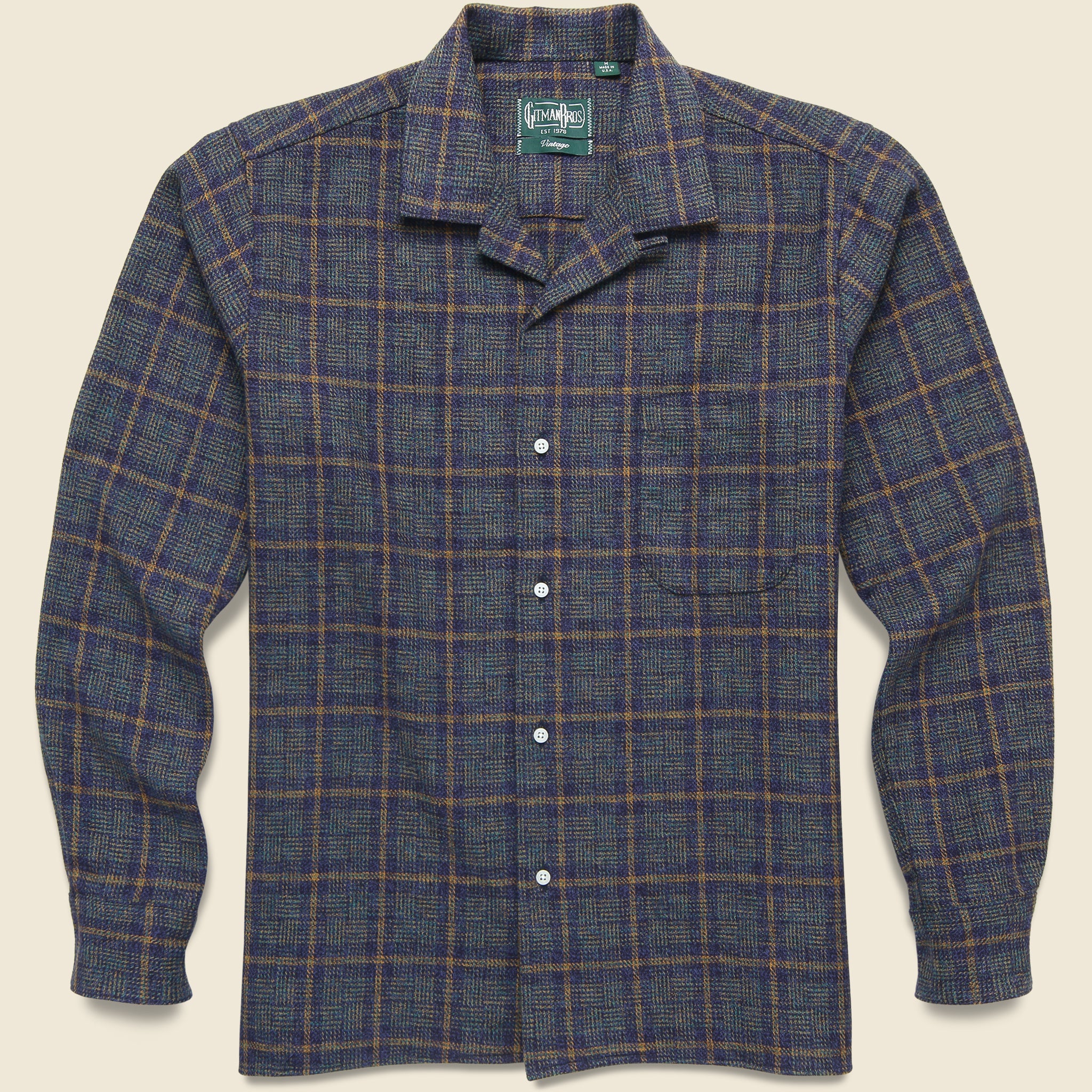 Brushed Cotton Tweed Shirt - Blue