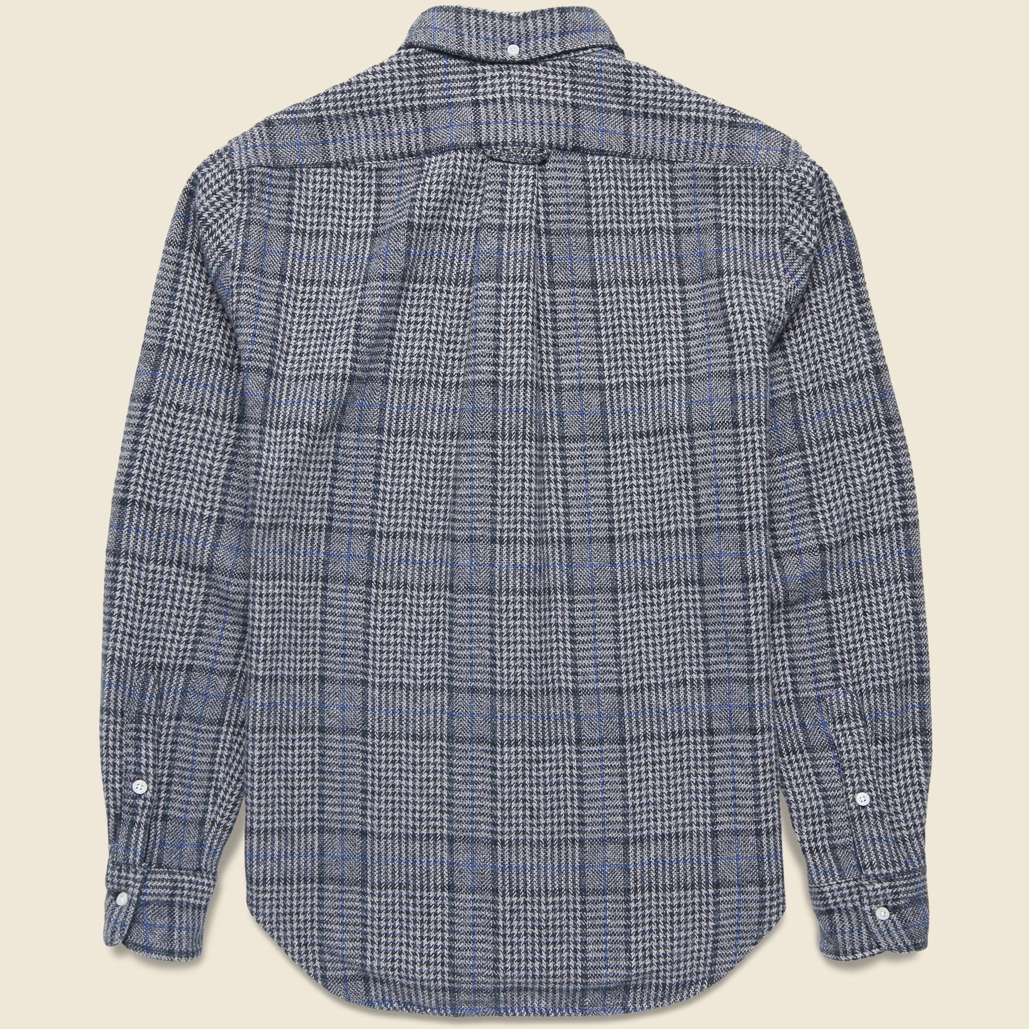
                          Cotton Tweed Windowpane Shirt - Grey/Blue
                        
