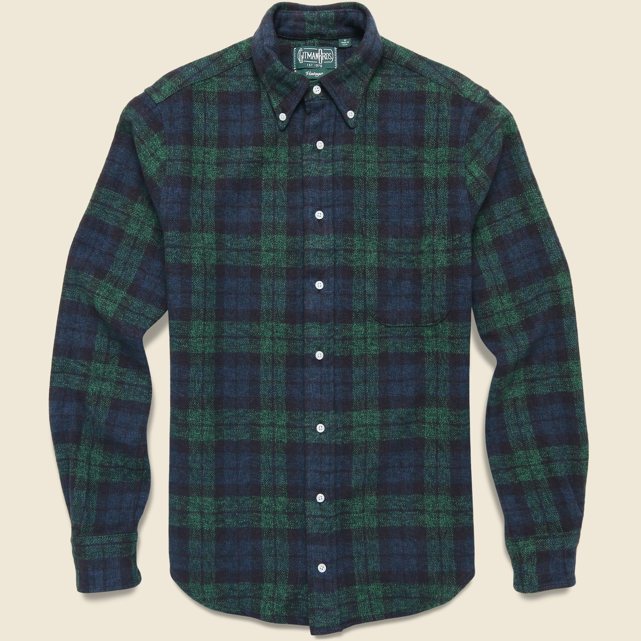 Cotton Tweed Plaid Shirt - Navy