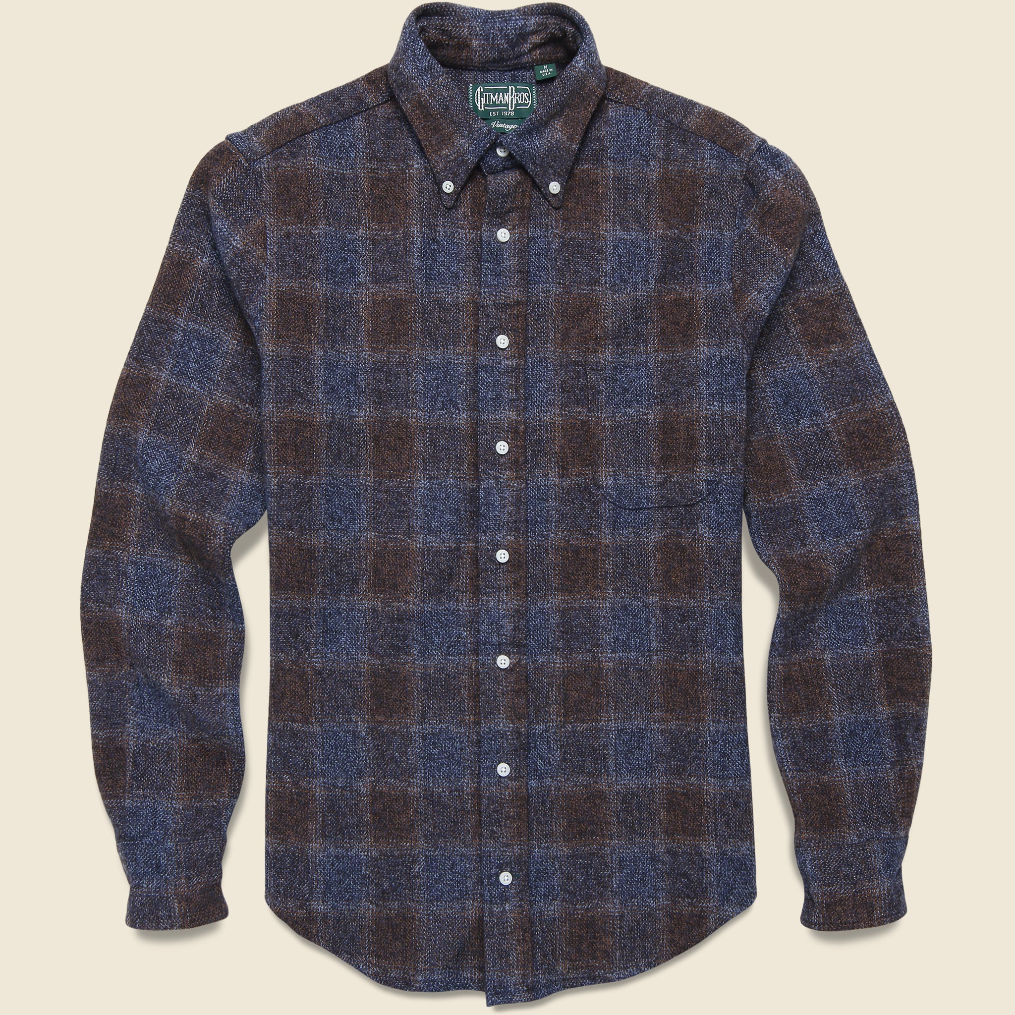 Cotton Tweed Plaid Shirt - Brown