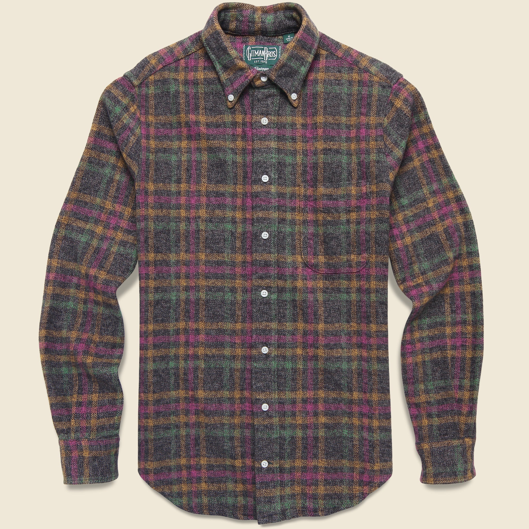 Cotton Tweed Check Shirt - Pink/Orange
