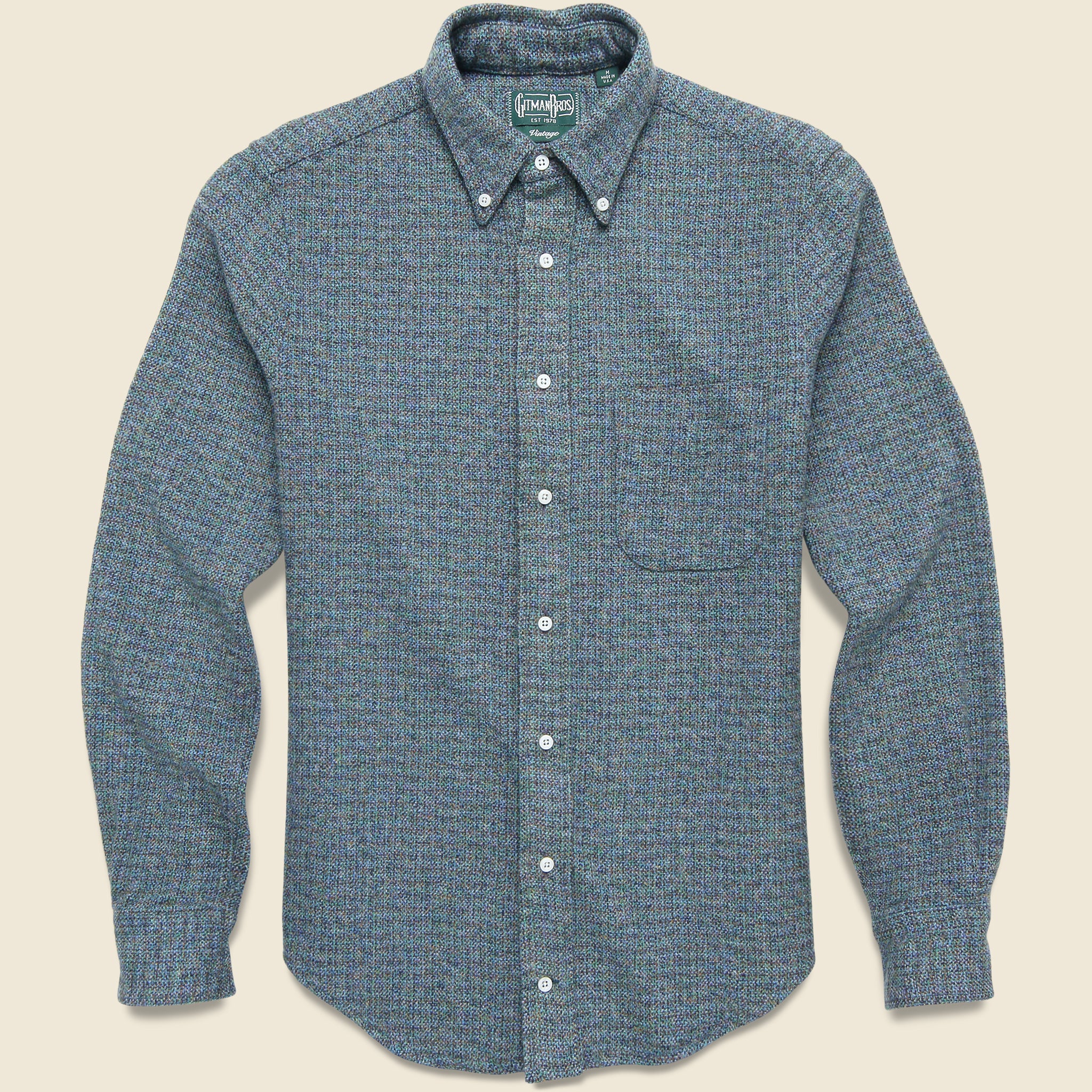 Cotton Tweed Fleck Shirt - Blue