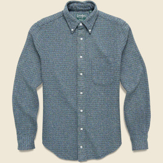 Brushed Cotton Fleck Shirt - Blue