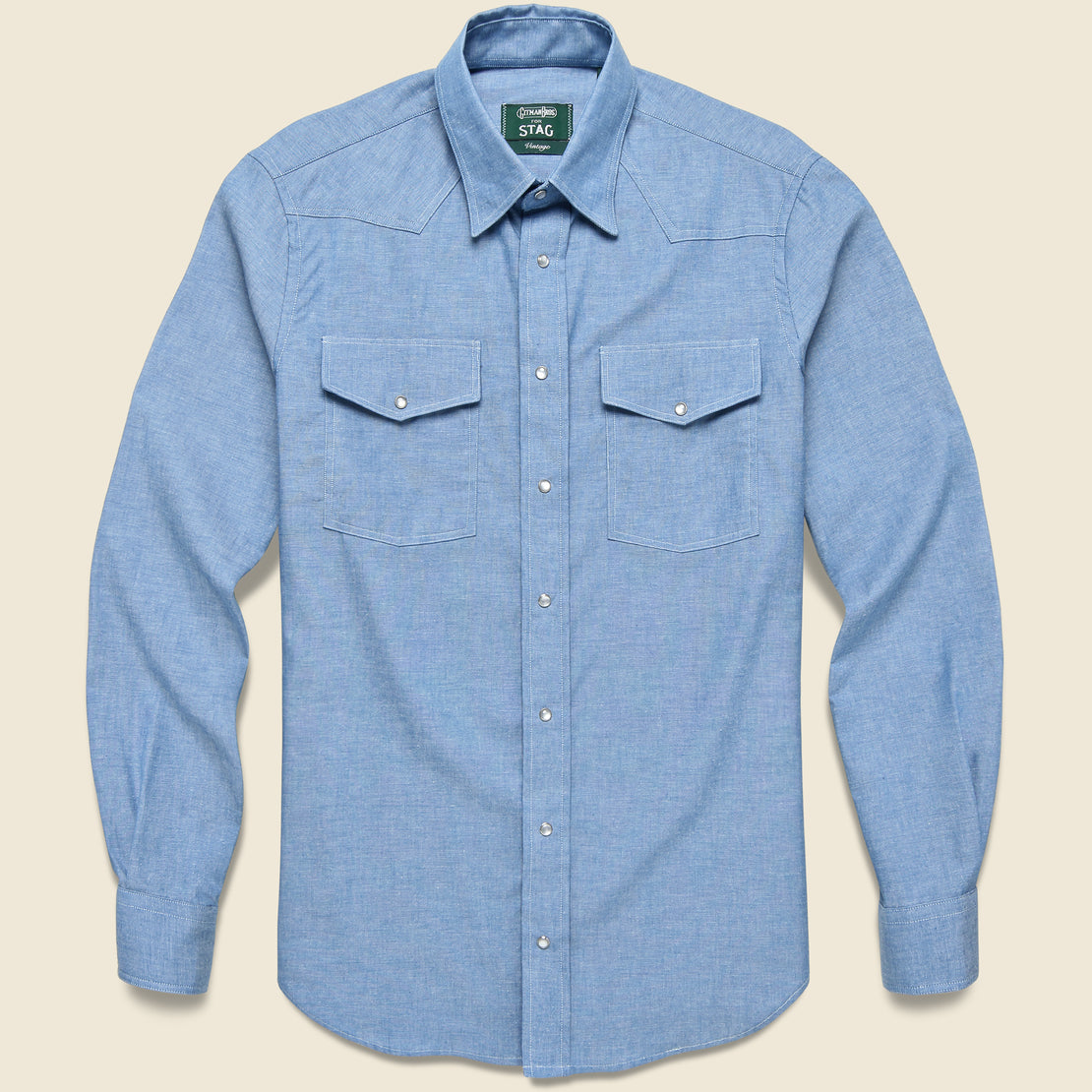 Gitman Vintage Howdy Embroidered Chambray Western Shirt - Chambray