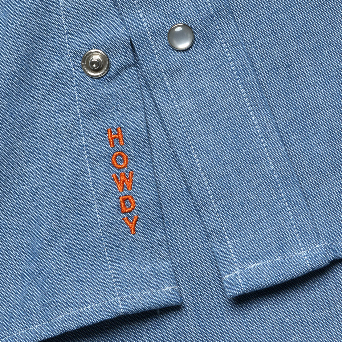 Howdy Embroidered Chambray Western Shirt - Chambray - Gitman Vintage - STAG Provisions - Tops - L/S Woven - Other Pattern