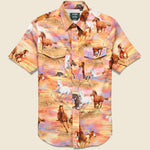 Horse Print Western Shirt - Sunset Orange - Gitman Vintage - STAG Provisions - Tops - S/S Woven - Other Pattern