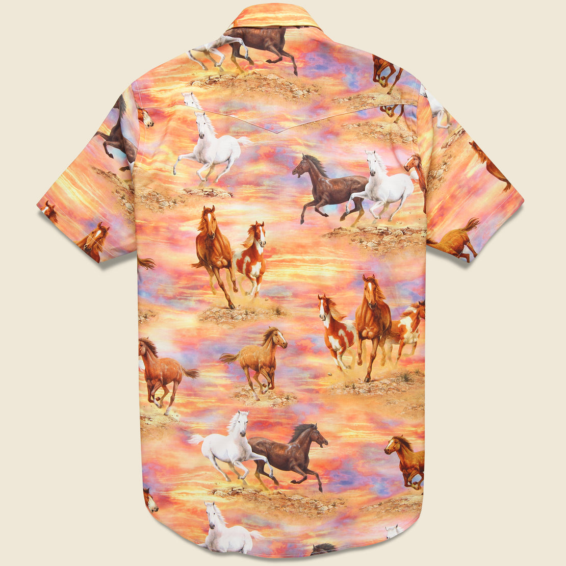 Horse Print Western Shirt - Sunset Orange - Gitman Vintage - STAG Provisions - Tops - S/S Woven - Other Pattern
