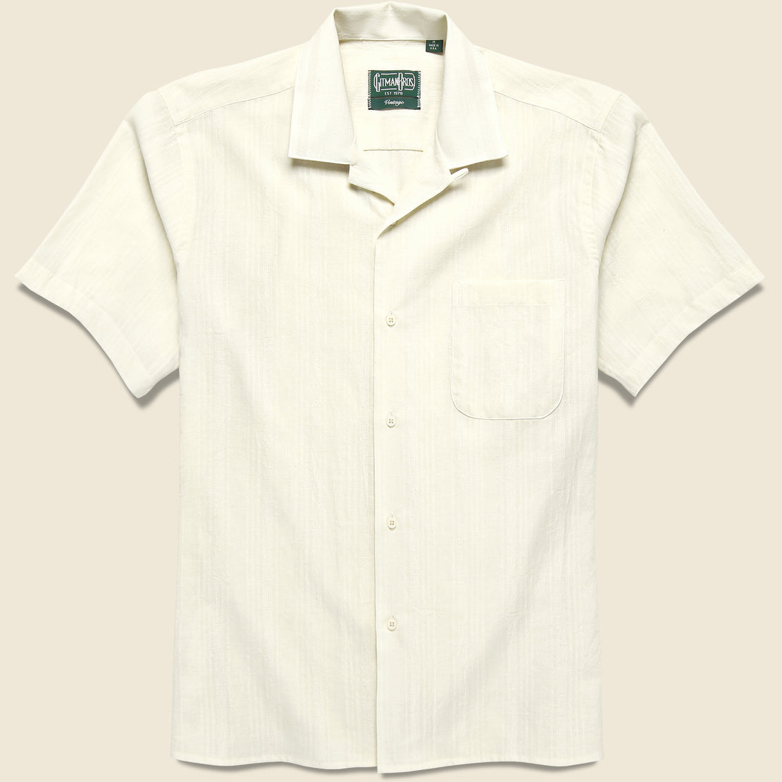 Gitman Vintage Tonal Stripe Dobby Camp Shirt - White