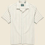 Ramie Cabana Stripe Camp Shirt - Tan - Gitman Vintage - STAG Provisions - Tops - S/S Woven - Stripe