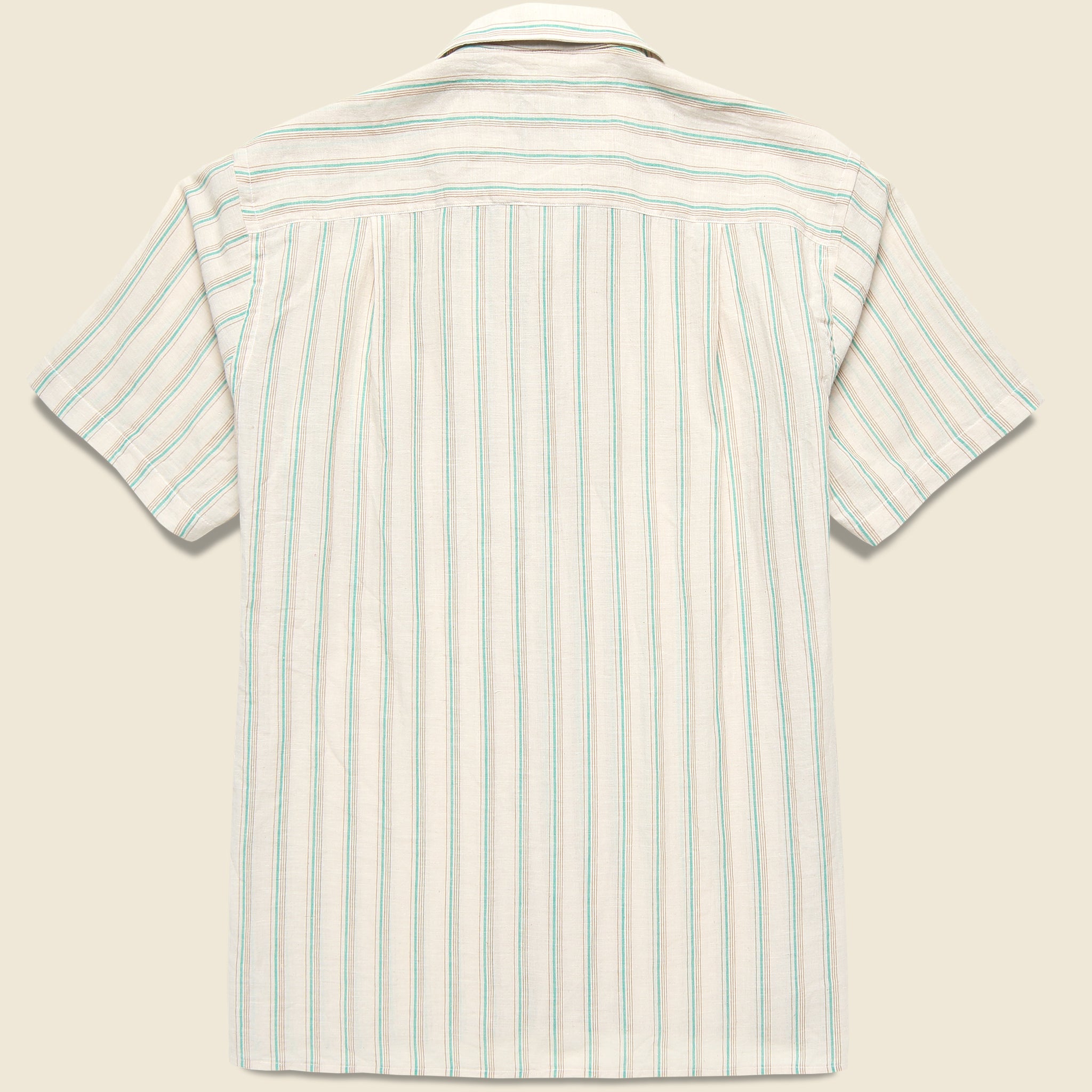 
                          Ramie Cabana Stripe Camp Shirt - Tan - Gitman Vintage - STAG Provisions - Tops - S/S Woven - Stripe
                        