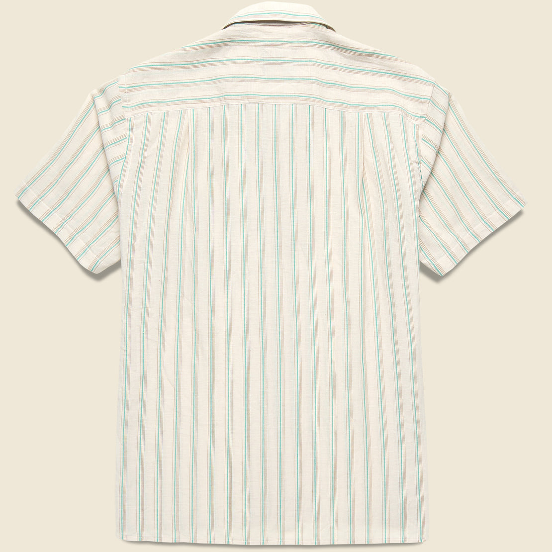 Ramie Cabana Stripe Camp Shirt - Tan - Gitman Vintage - STAG Provisions - Tops - S/S Woven - Stripe