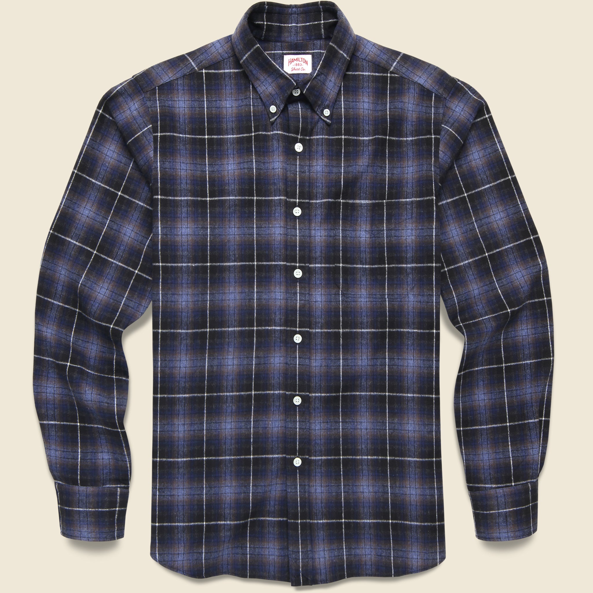 Check Twill Flannel Shirt -  Navy/Brown/White - Hamilton Shirt Co. - STAG Provisions - Tops - L/S Woven - Plaid