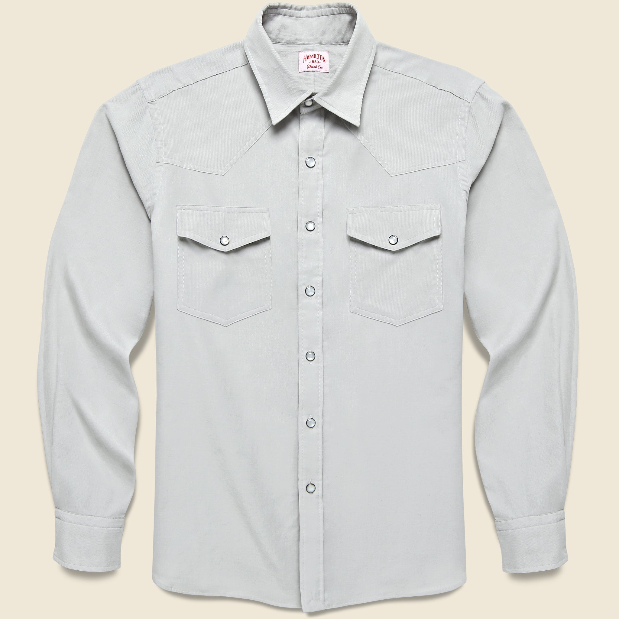 Micro Corduroy Western Shirt - Dove Grey