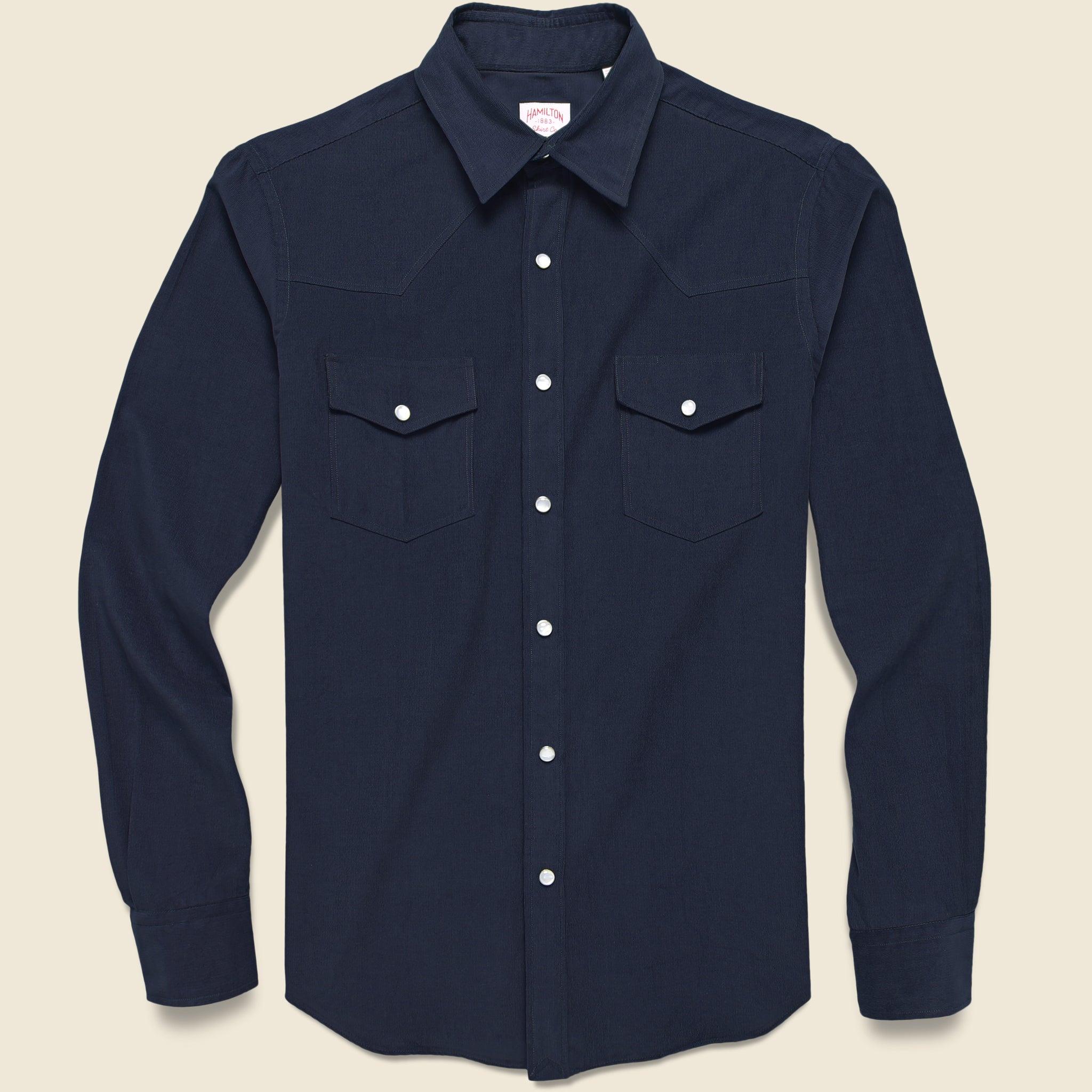 Micro Corduroy Western Shirt - Navy - Hamilton Shirt Co. - STAG Provisions - Tops - L/S Woven - Corduroy