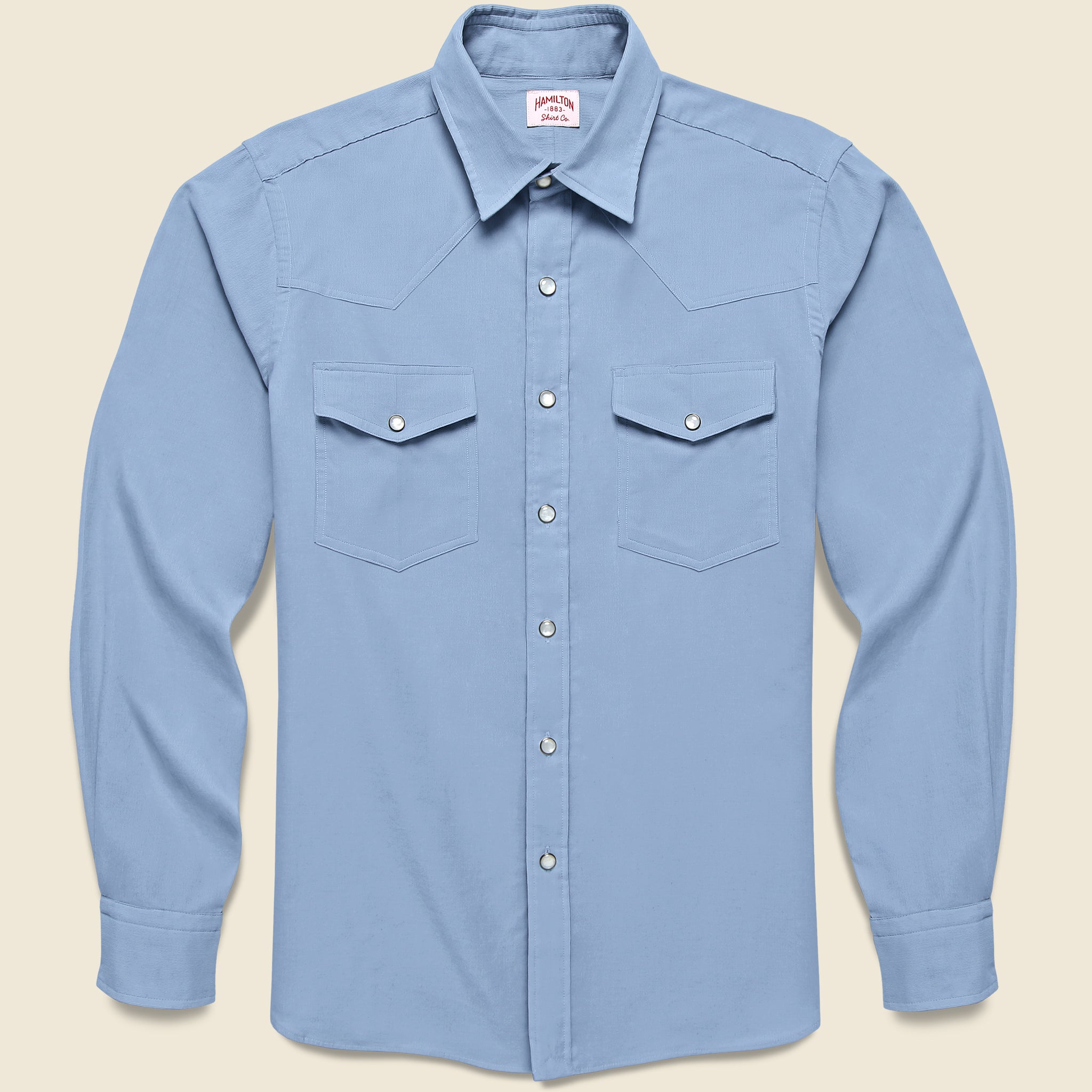 Micro Corduroy Western Shirt - Steel Blue - Hamilton Shirt Co. - STAG Provisions - Tops - L/S Woven - Corduroy