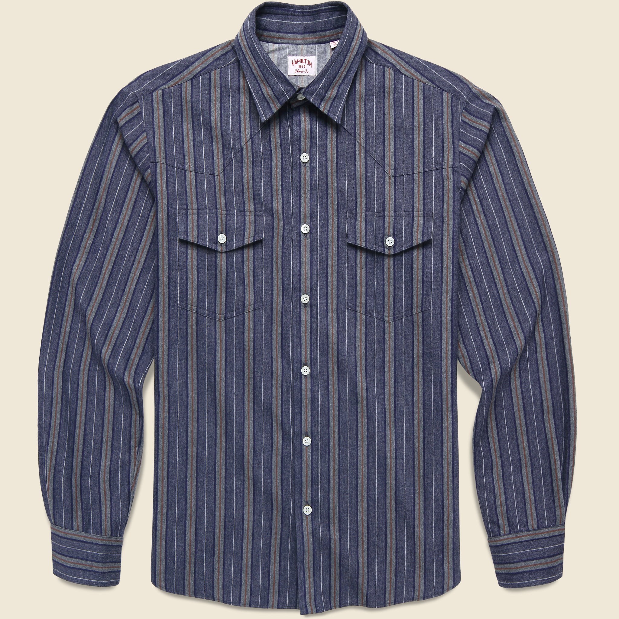 Brushed Striped Shirt - Navy