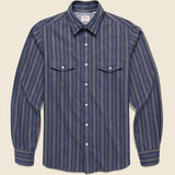 Brushed Striped Shirt - Navy - Hamilton Shirt Co. - STAG Provisions - Tops - L/S Woven - Stripe