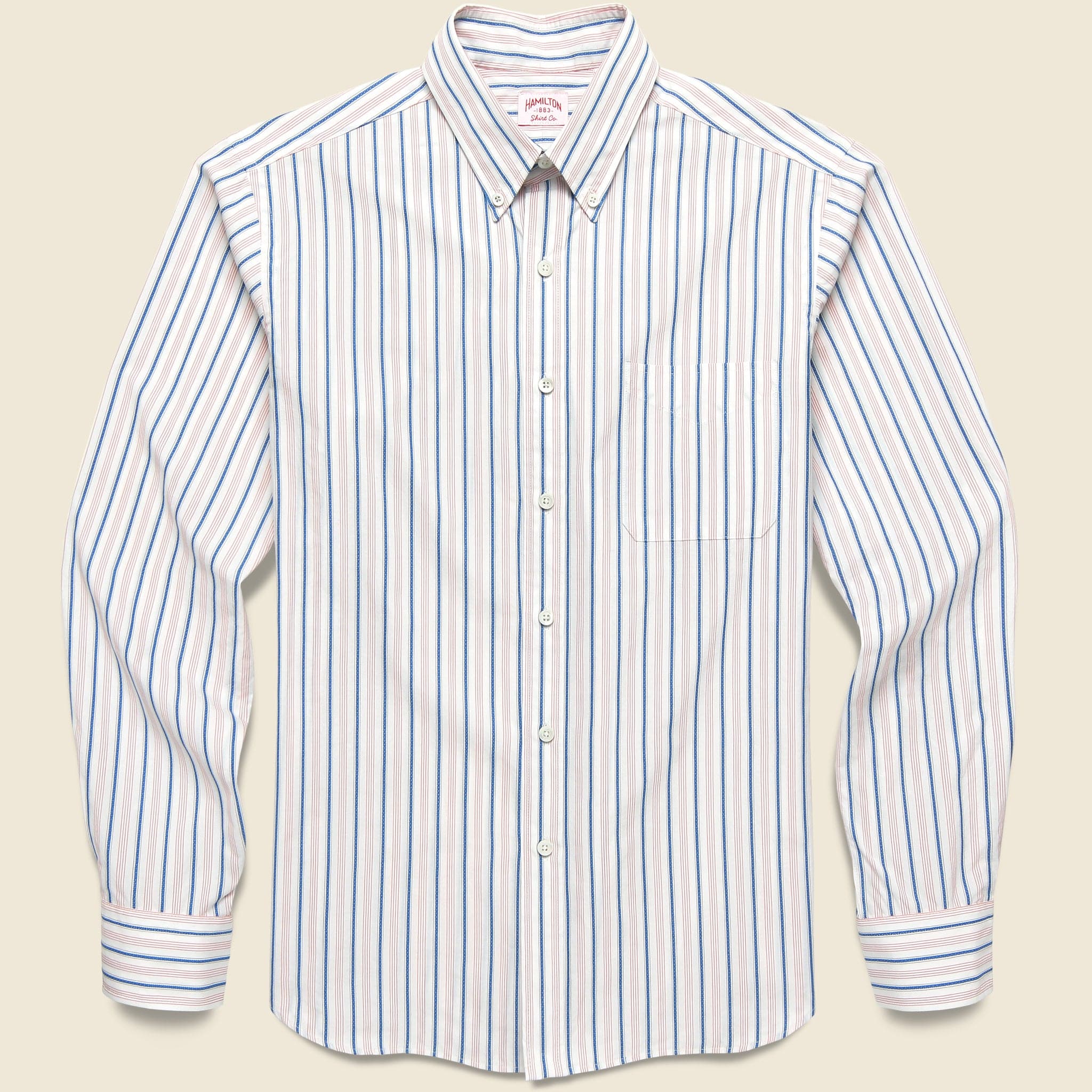 Textured Stripe Shirt - White/Cobalt/Dusty Rose - Hamilton Shirt Co. - STAG Provisions - Tops - L/S Woven - Stripe