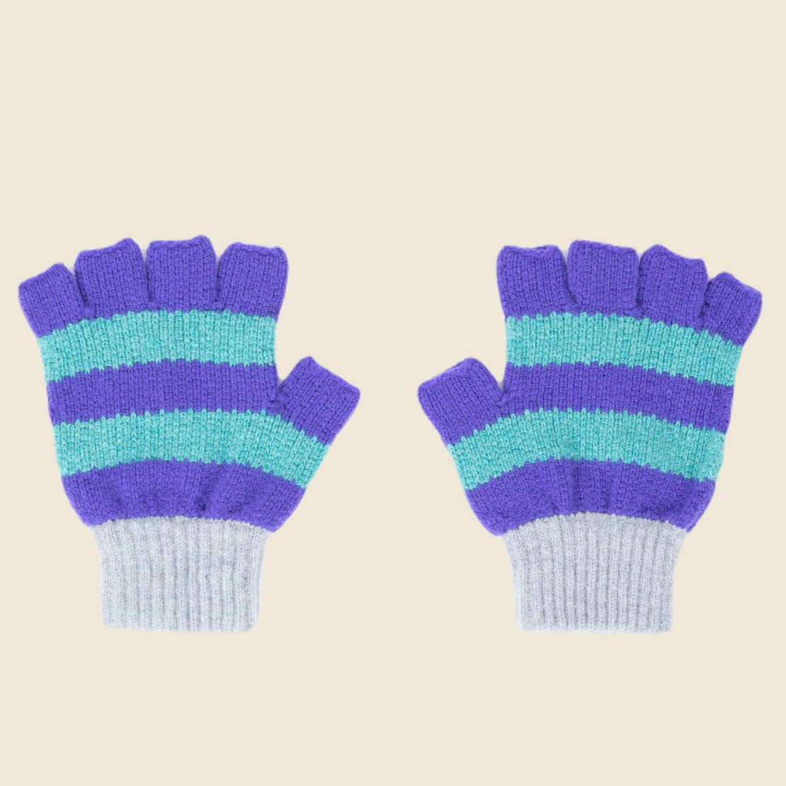 Howlin Striped No Fingers Gloves - Mint