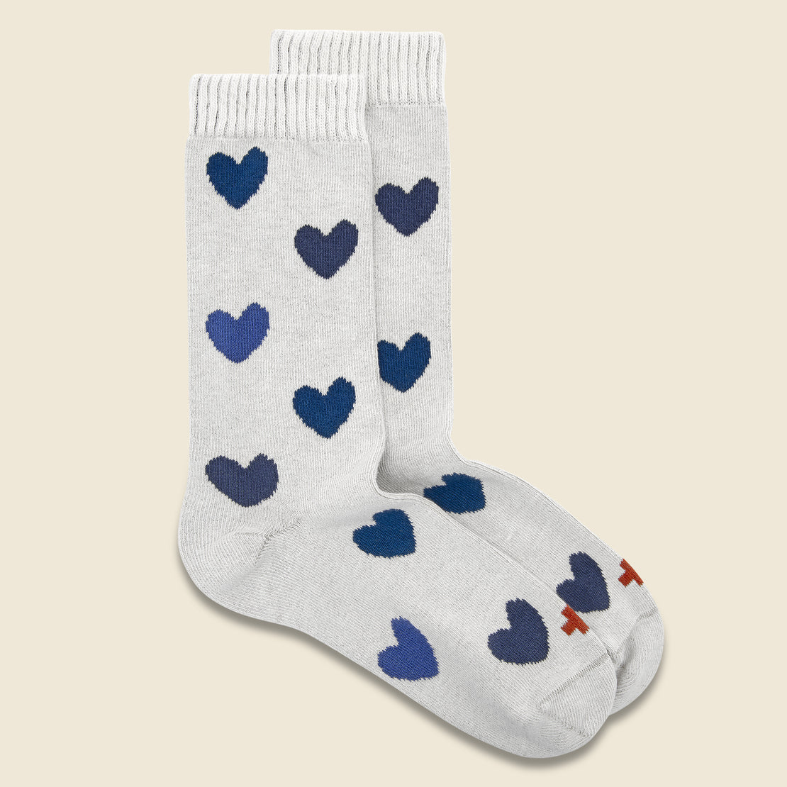 Imogene + Willie Heart Socks - Natural/Blue