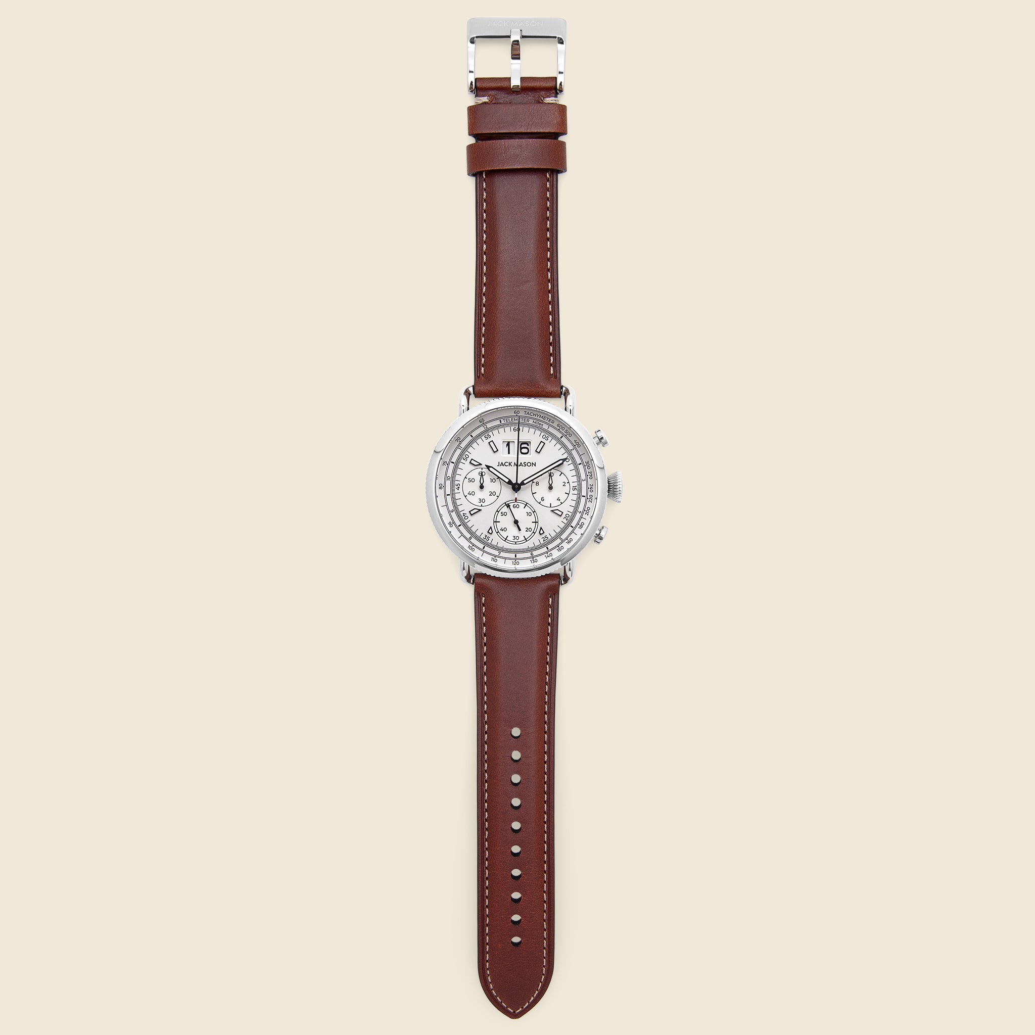 
                          Avigator Multi-Scale Chronograph Watch - White/Brown - Jack Mason - STAG Provisions - Accessories - Watches
                        