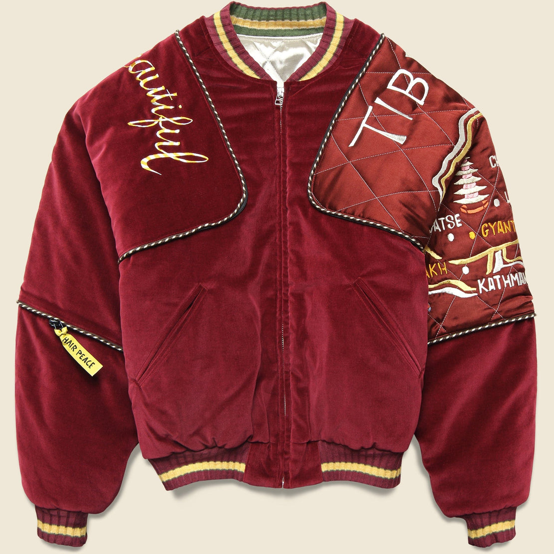 Gold wax-coated Varsity jacket