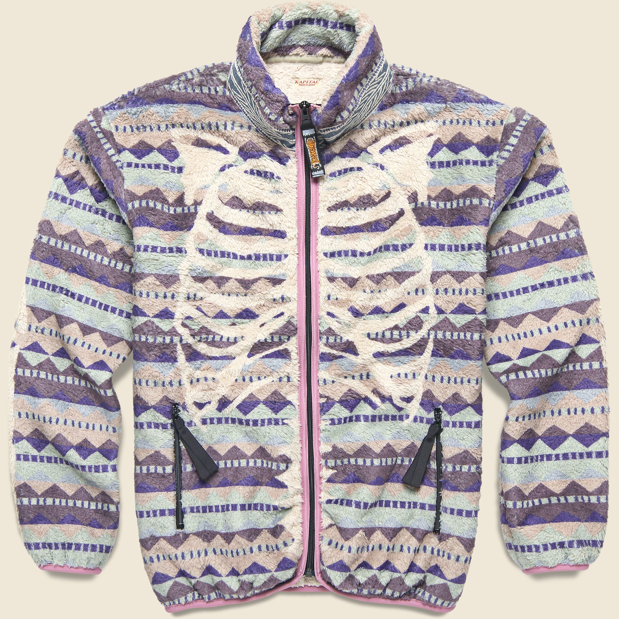 Ashland Stripe & Bone Fleece Jacket - Purple