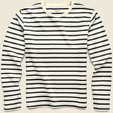 Stripe Jersey Crew Long Sleeve T (RAINBOWY PATCH) - Ecru/Black - Kapital - STAG Provisions - Tops - L/S Tee