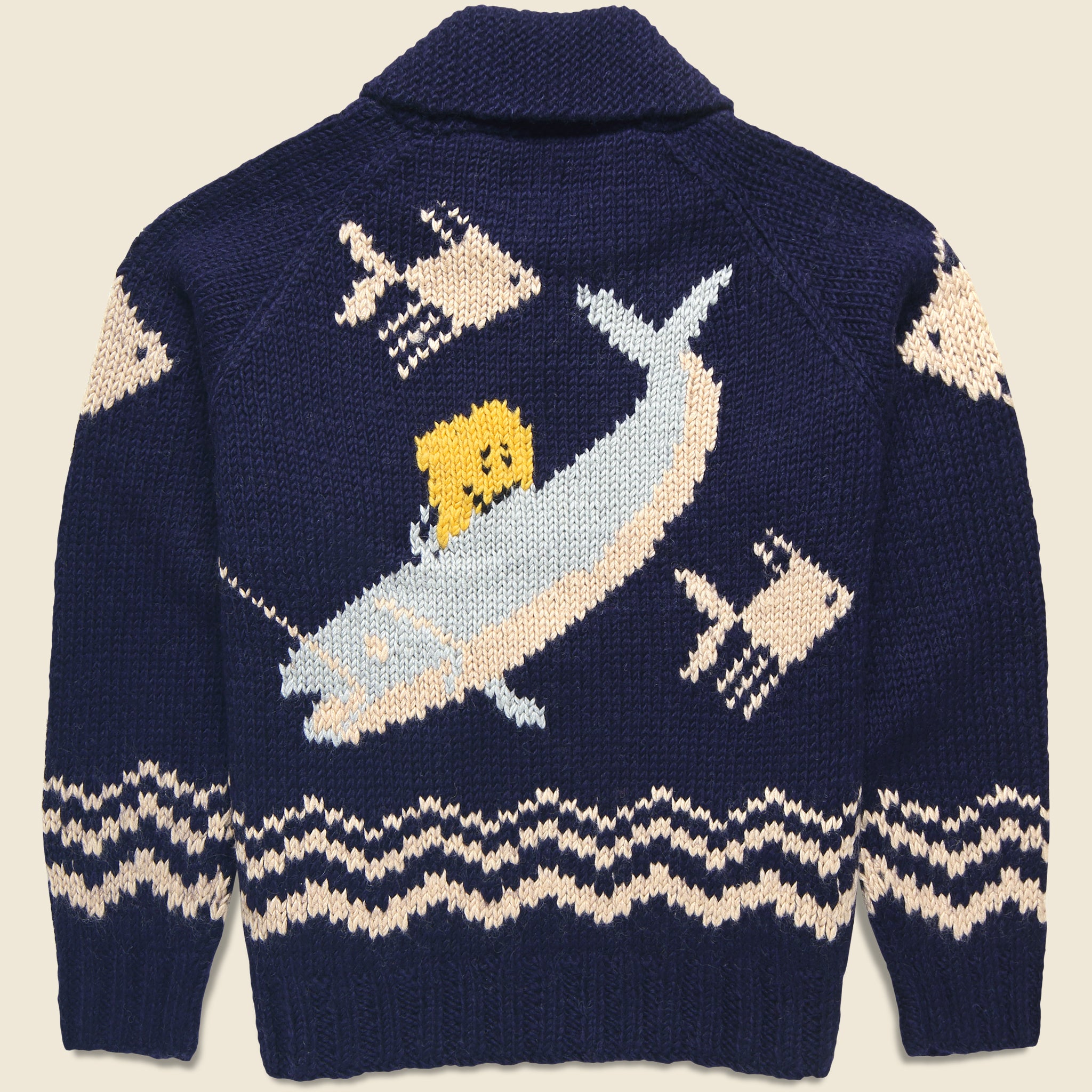 Hand Knit Trout Zip Cardigan - Navy - Kapital - STAG Provisions - Tops - Sweater