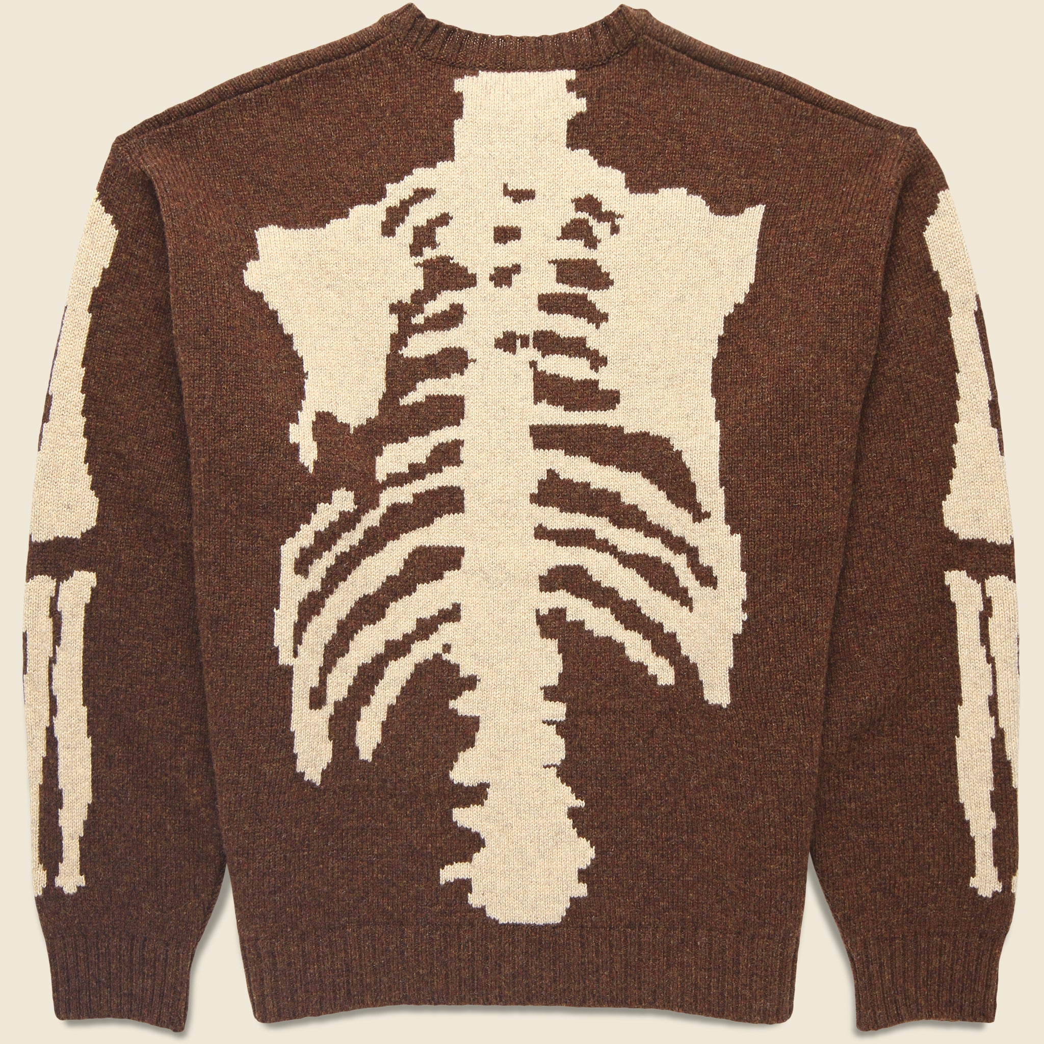 Wool Bone Crew Sweater - Brown