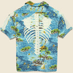 Rayon Kamekameha Bone Aloha Shirt - Blue - Kapital - STAG Provisions - Tops - S/S Woven - Floral