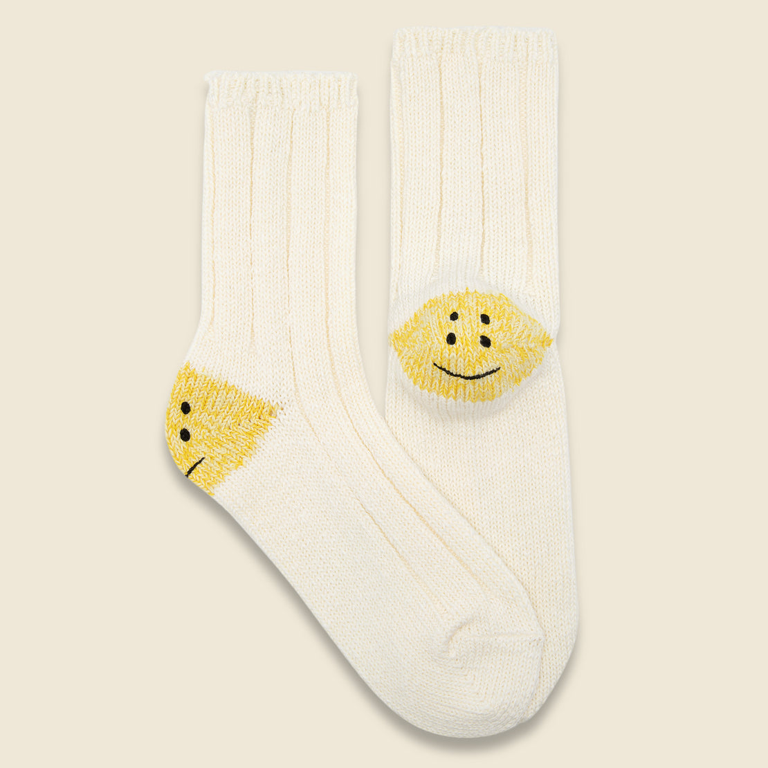 Kapital Rainbowy Happy Heel Socks - White