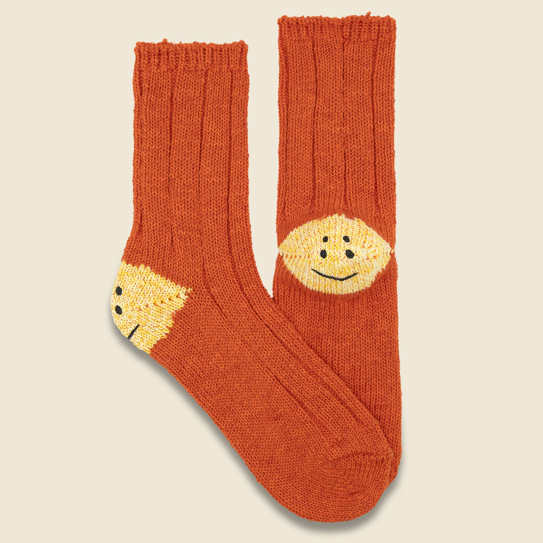 Kapital Rainbowy Happy Heel Socks - Orange