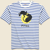 Catpital Stripe Crew Tee - White/Blue - Kapital - STAG Provisions - Tops - S/S Tee