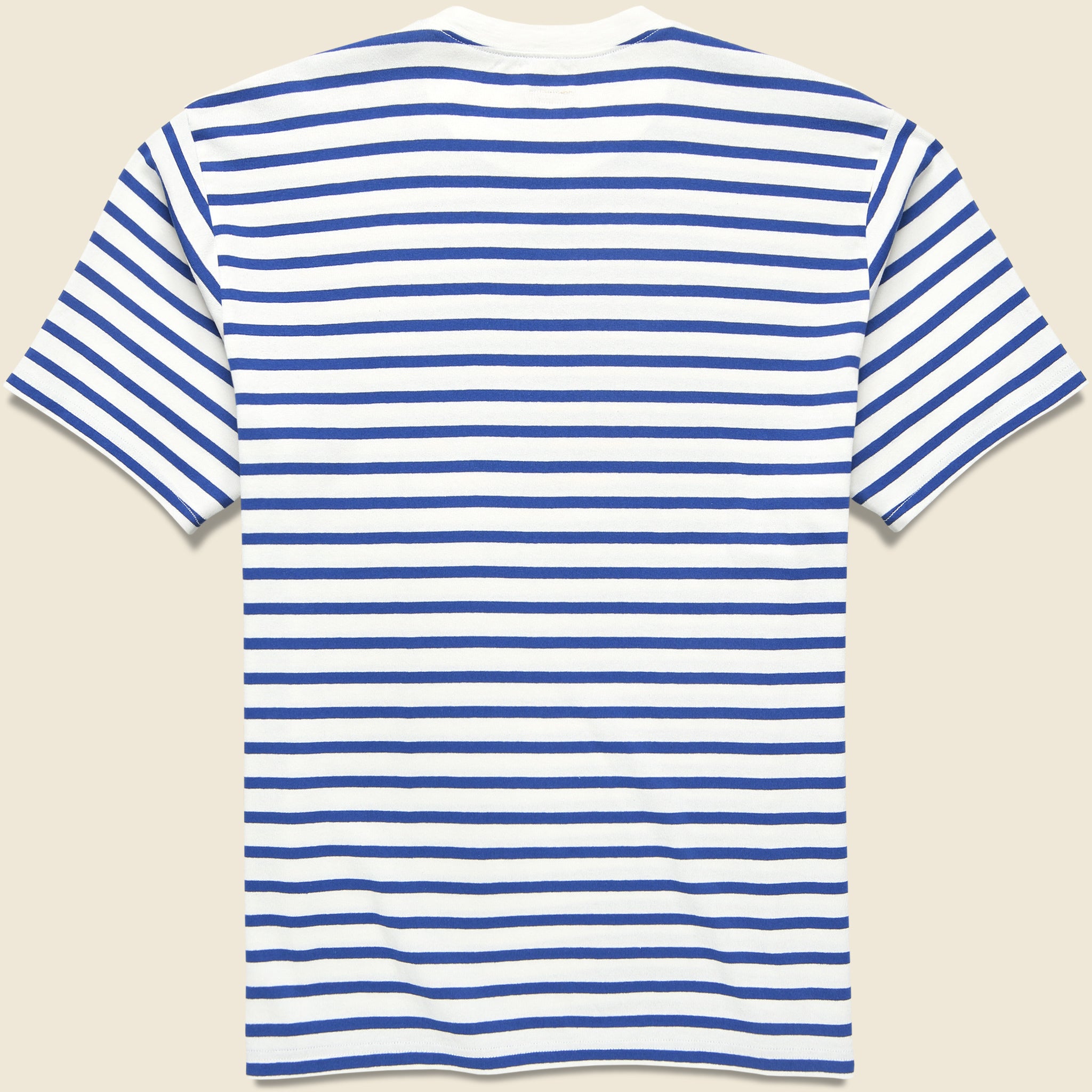 
                          Catpital Stripe Crew Tee - White/Blue - Kapital - STAG Provisions - Tops - S/S Tee
                        