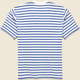 Catpital Stripe Crew Tee - White/Blue - Kapital - STAG Provisions - Tops - S/S Tee