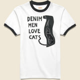 Denim Men Love Cats Ringer Tee - White - Kapital - STAG Provisions - Tops - S/S Tee